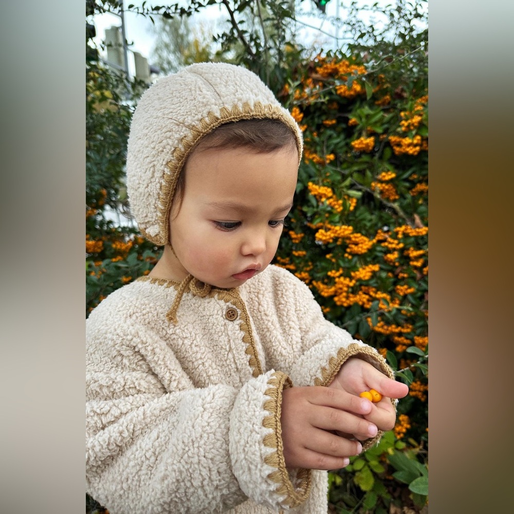 Zara shearling jumper and bonnet